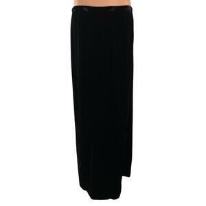 Kay Unger Women's Black Velvet High Rise Zip Back Maxi Straight Pencil Skirt 14